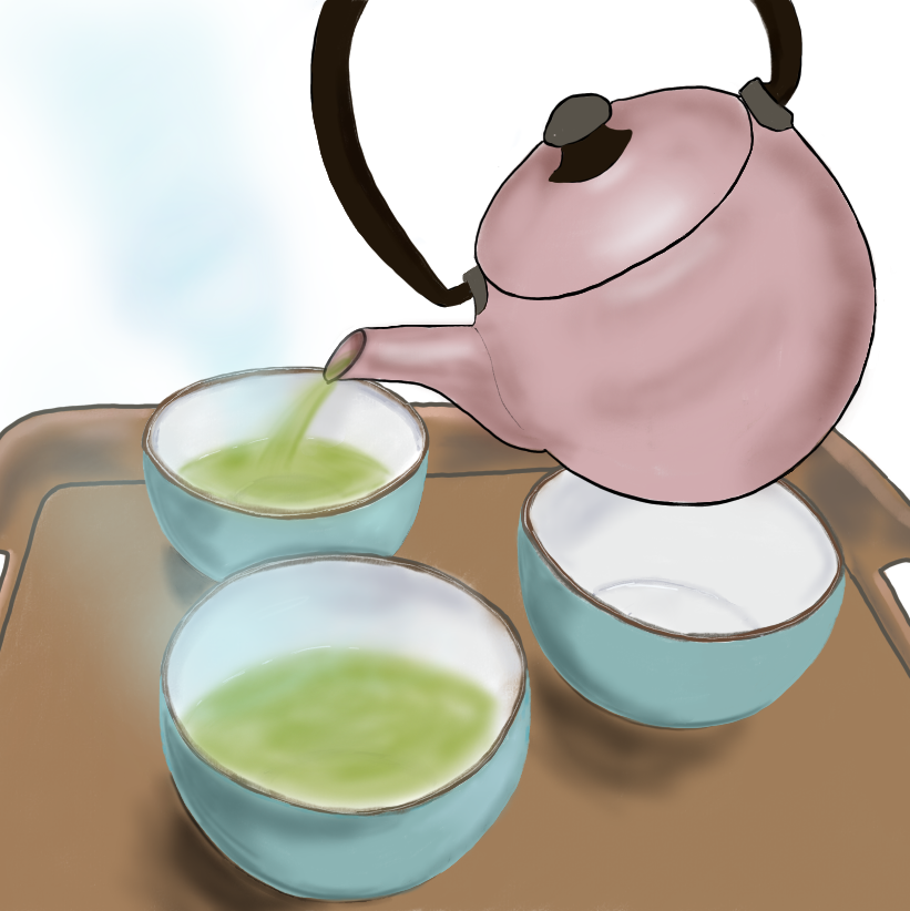 茶碗にお茶を注ぐ